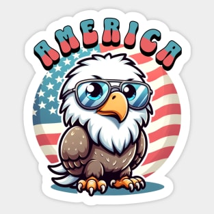 Retro American Bald Eagle Sticker